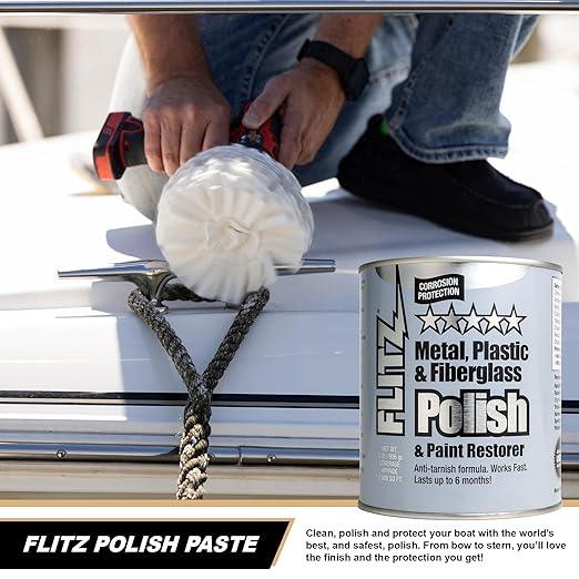 Flitz Multi-Purpose Metal Polish Paste - 2lb Can of USA-Made Chrome Polish - Works on Stainless Steel, Aluminum, Plastic, Jewelry and Cars - Non-Abrasive Cleaner & Rust Remover (1 Pack) - NeatNest