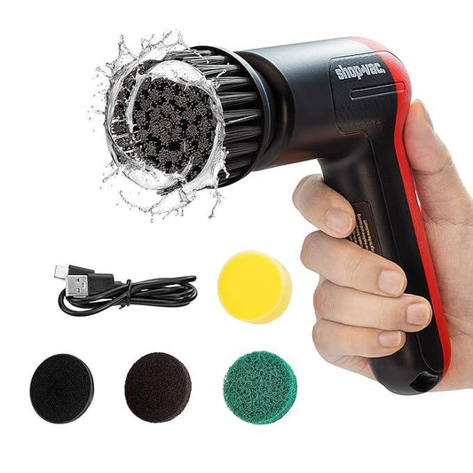 Shop-Vac Cordless Spin Scrubber, 2-Speed (180/240RPM) Electric Cleaning Brush with 5 Multi-Surface Heads, 2000mAh Battery, 60-Min Runtime, for Kitchen & Bathroom - NeatNest