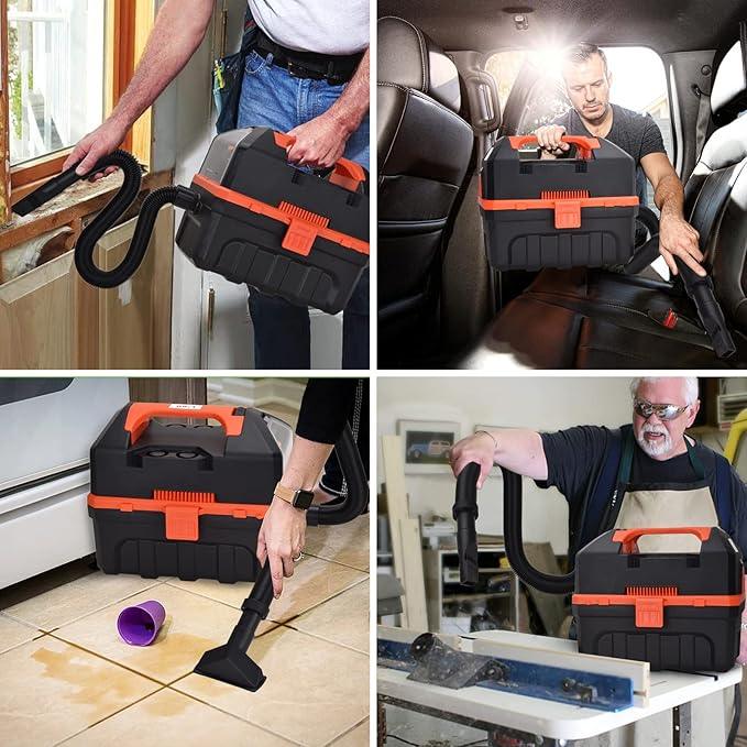 LIGO 20V Cordless Shop Vacuum, 2.64 Gallon, Portable, Wet/Dry, Handheld, with Blowing Function- Includes 4.0 Ah Battery, HEPA, Foam Filters and Charger(Upgrade) - NeatNest