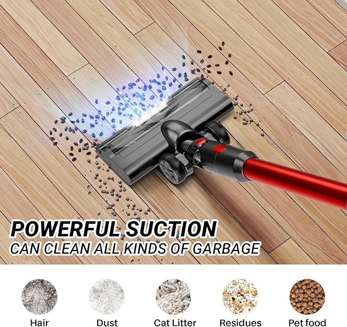 Cordless Vacuum Cleaner for Home, 8-in-1 Lightweight Stick Vacuum with 45Mins Runtime, Powerful Suction, Anti-Tangle, Rechargeable Cordless Vacuum for Hardwood Floor Carpet Pet Hair, N501 - NeatNest