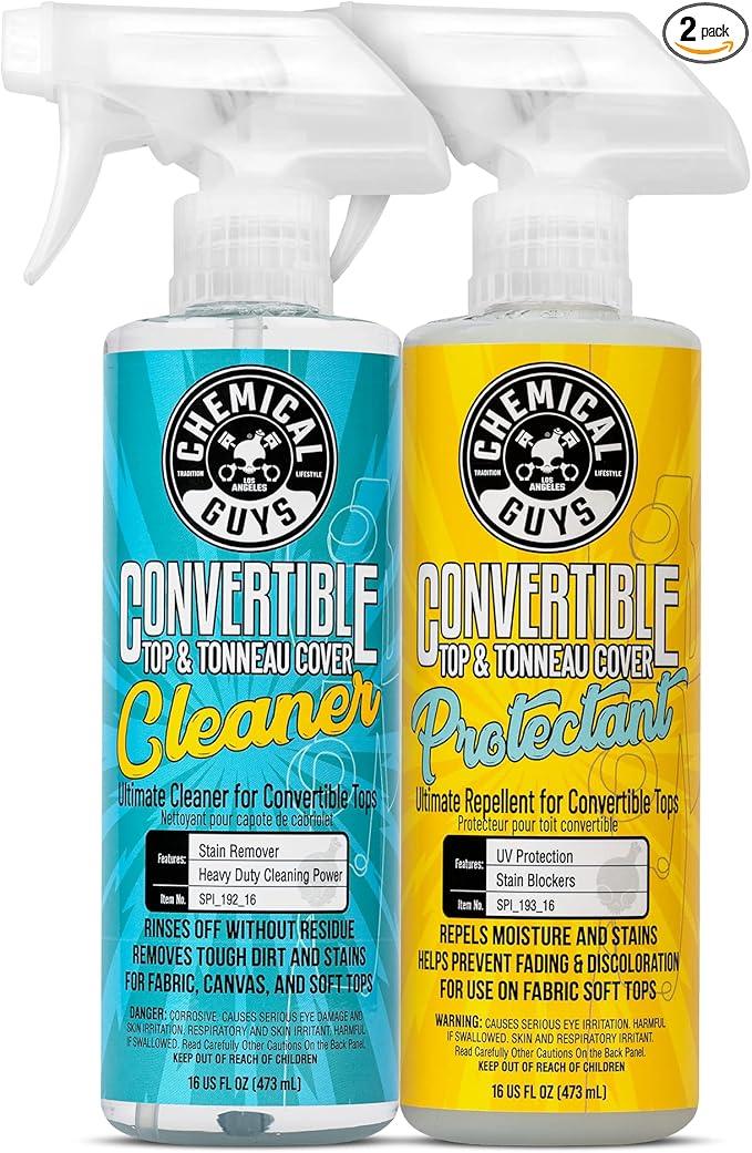 Chemical Guys Convertible Top Cleaner and Protectant Kit - Car Cleaning Spray, Safely Cleans, Restores, & Protects Fabric, Canvas, and Vinyl Convertible Tops, Repels Stains & Dirt, 16 oz, 2 Items - NeatNest