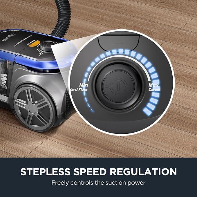 Eureka Bagless Canister Vacuum with Washable HEPA Filter, 16KPA Suction for Carpets/Hard Floors, Compact Design with 3 Cleaning Tools, 2-Motor Household Vacuum, Lightweight and Easy Maneuverable - NeatNest