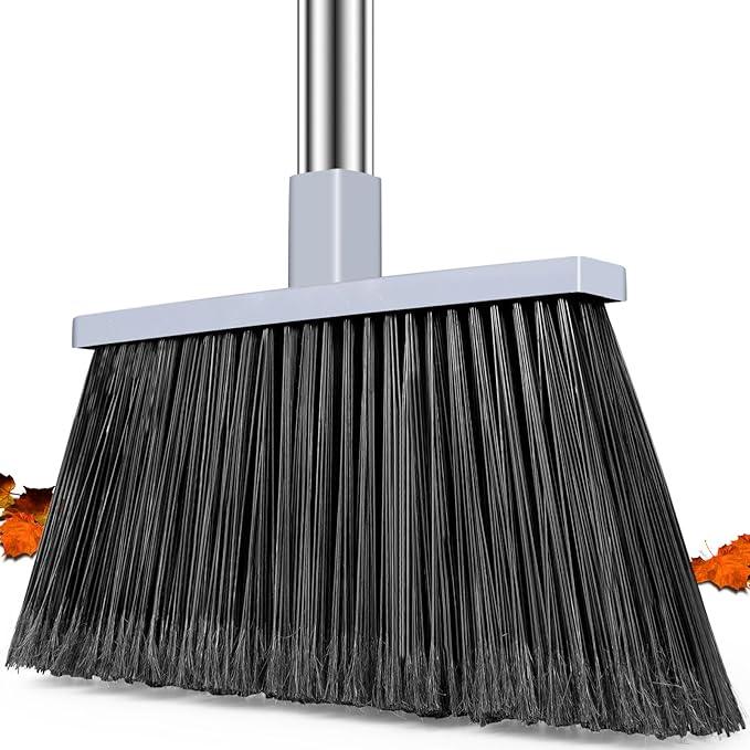 PBHEPJ Broom, Outdoor Broom for Floor Cleaning, 58" Long Stainless Steel Handle, Hard Bristle Angle Broom for Sweeping Indoor, Commercial, Industrial, Garage, Kitchen - NeatNest