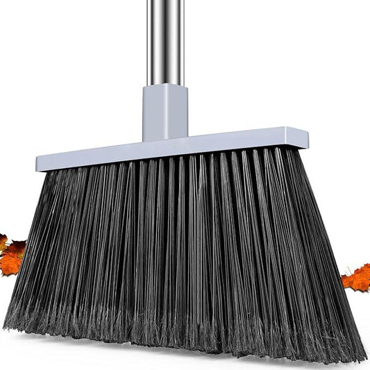 PBHEPJ Broom, Outdoor Broom for Floor Cleaning, 58" Long Stainless Steel Handle, Hard Bristle Angle Broom for Sweeping Indoor, Commercial, Industrial, Garage, Kitchen - NeatNest