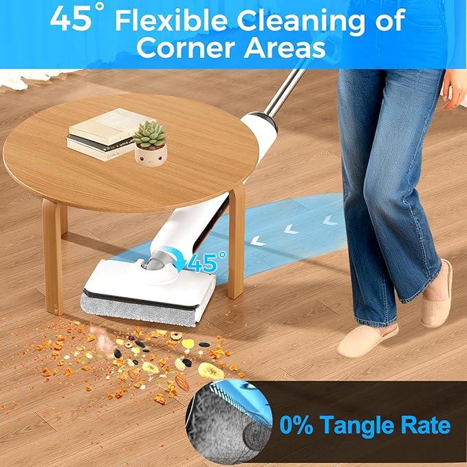 Wet Dry Vacuum Cleaner, 180° Lay-Flat Cordless Vacuum Mop Combo with Edge Cleaning, All-in-One Floor Cleaner for Hard Floors, 45mins Runtime, Full-Path Self-Cleaning&185℉ Flashdry - NeatNest