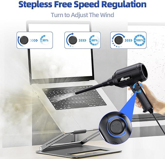 ATEngeus Air Duster, Stepless Speed Electric Air Duster, Multi-Use Compressed Air Duster, Keyboard Cleaner, Replace Canned Air, Air Blower for Clean Dust, Hairs, Laptop, PC - NeatNest