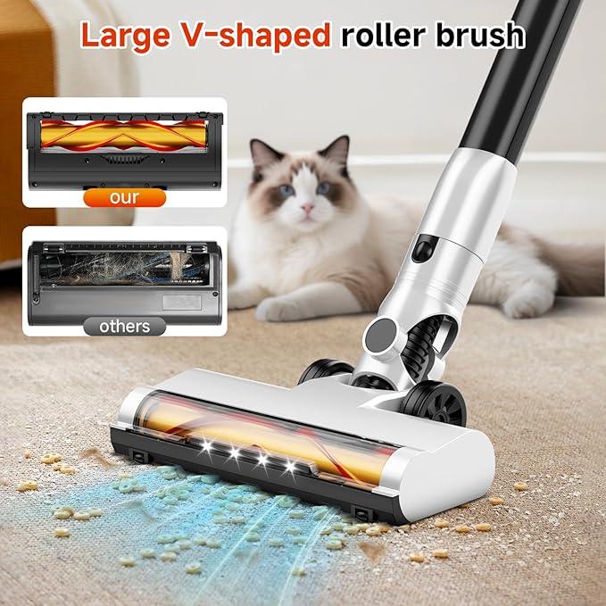 Cordless Stick Vacuum Cleaner with Auto Empty System Self-Charging Base, Powerful Suction for Pet Hair on Carpet & Hardfloor, Lightweight Anti-Tangled Handheld Vacuum, HEPA Filtration, Black - NeatNest
