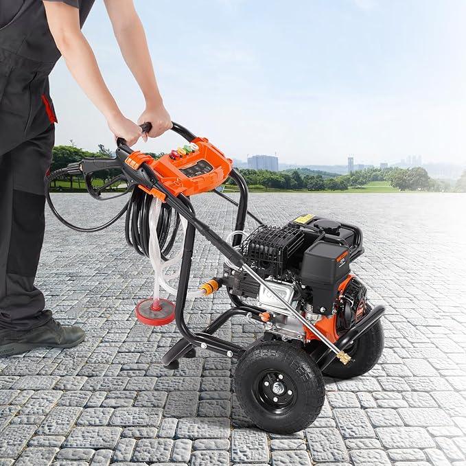VEVOR Gas Pressure Washer, 3500 PSI 2.6 GPM, Gas Powered Pressure Washer with Aluminum Pump, Spray Gun and Extension Wand, 5 Nozzle Set, for Cars, Fences, Homes, Driveways, Patios Furniture Horizontal - NeatNest