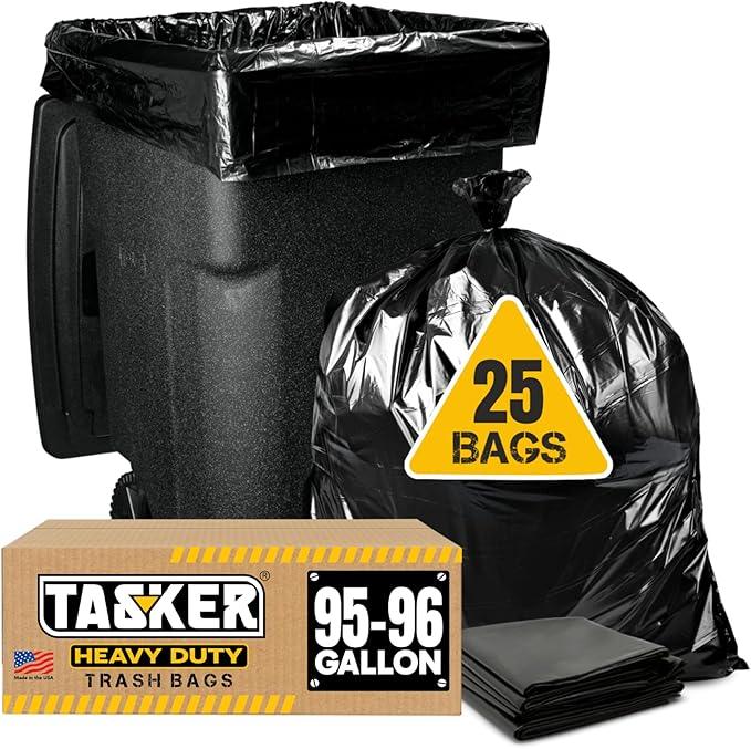 95-96 Gallon Trash Bags Heavy Duty (25 Bags w/Ties Value pack) Extra Large Trash Bags, 90 Gallon, 95 Gallon, 96 Gallon, 100 Gallon - NeatNest
