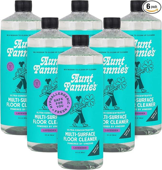 Aunt Fannie's Ultra Concentrated Floor Cleaner Vinegar Wash, Multi-Surface Solution Mopping, Makes 16 Gallons, Lavender Scent, 32 oz. (Pack of 6) - NeatNest
