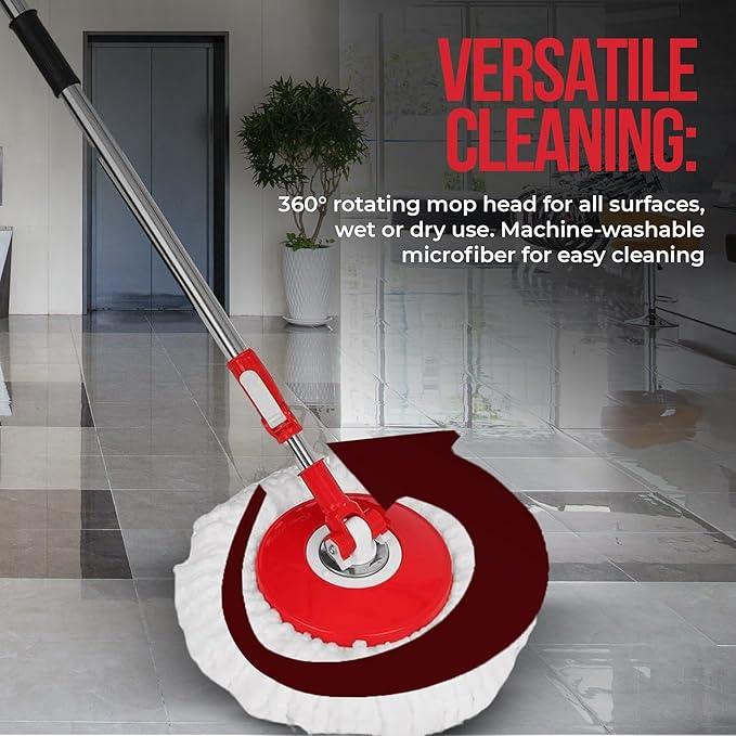 SIMPLI-Magic 360° Spin Mop and Bucket with Wringer – 3 High-Absorbent Microfiber Washable Heads – Spinning Mop and Bucket Set for All Types Floor Cleaning (Black) - NeatNest