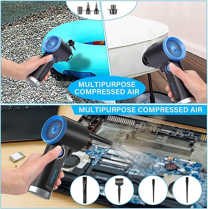 DOROBEEN Compressed Air Duster, Electric Air Duster, Cordless Air Duster, Canned Air Duster for Computer, Keyboard Cleaner, BLDC Motor - Stepless Speed - 6000mAh (Blue) - NeatNest