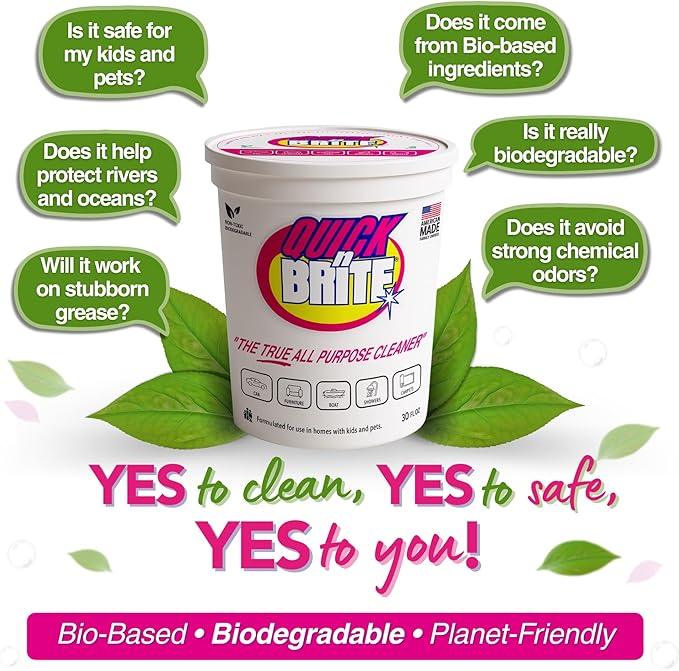 Quick 'n Brite All Purpose Cleaning Paste – Miracle Cleaner for Tough Stains | Eco-Friendly, Non-Toxic, Pet-Safe | Multi-Surface Stain Remover | Made in USA, 32oz (Pack of 2) - NeatNest