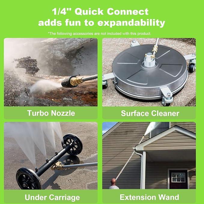 5000PSI Pressure Cleaner Power Cleaner with 33FT Hose, 4 Nozzle and 500ML Foam Cannon, Cleaner Machine for Home, Car Washing, Fence Cleaning, Patio, Green - NeatNest