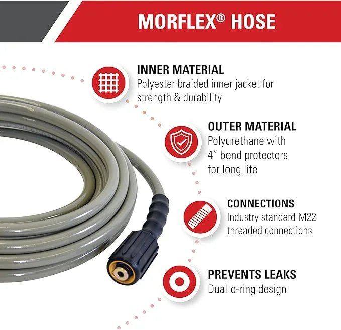 Simpson Cleaning 40226 Morflex Series 3700 PSI Pressure Washer Hose, Cold Water Use, 5/16 Inch Inner Diameter, 50 Feet, Natural - NeatNest