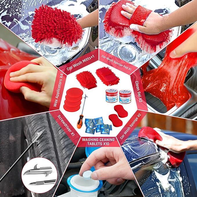 43PCS Car Detailing Kit Interior Cleaner, Auto Detailing Kit, Car Vacuum Car Interior Detailing Kit, Car Wash Kit with Bucket Detailing Brush Set Car Accessories for Motorcycle, Cars, Bikes, Wheels - NeatNest
