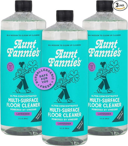 Aunt Fannie's Ultra Concentrated Floor Cleaner Vinegar Wash, Multi-Surface Solution For Mopping, Makes 16 Gallons, Lavender Scent, 32 oz. (Pack of 3) - NeatNest