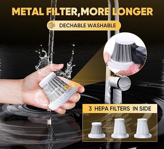 Handheld Car Vacuum Cleaner 3 in 1 High Power|15000PA Brushless Motor|Super Suction Portable Vacuum with Super Endurance for Car and Home - NeatNest