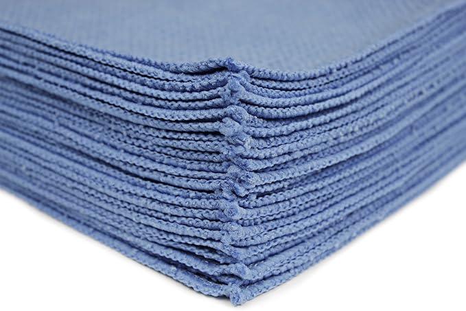 Nouvelle Legende Microfiber Waffle Weave Towels 16x16, Super Absorbent, Lint-Free Cleaning & Drying Cloths for Kitchen, Glass, Counters, Furniture, Reusable, 12-Pack, Blue - NeatNest