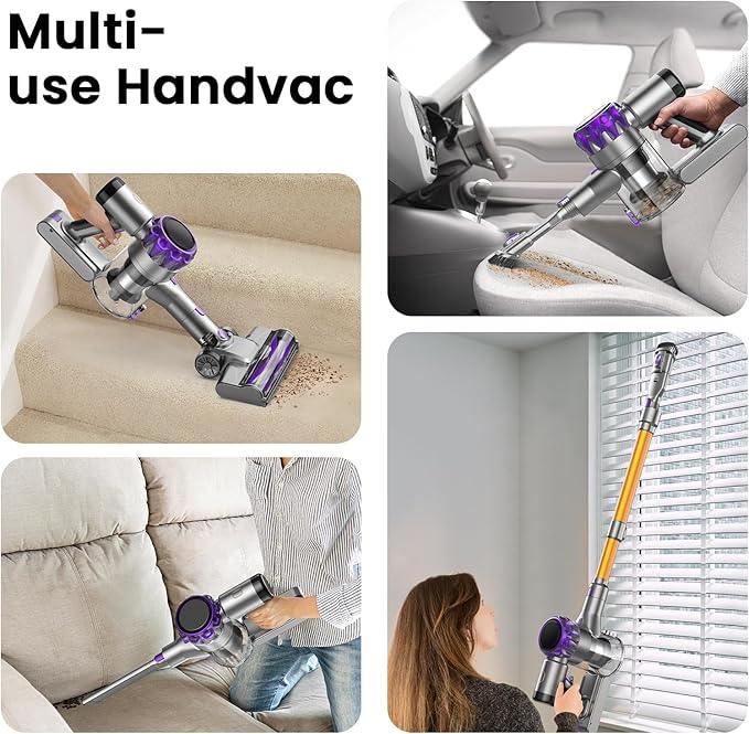 S3 Cordless Vacuum Cleaner, 45kPa Powerful Suction Vacuum Cleaners for Home, 55-Min Runtime Rechargeable Stick Vacuum, Self-Standing, for Pet Hair Carpet Hard Floor, LED Display - NeatNest
