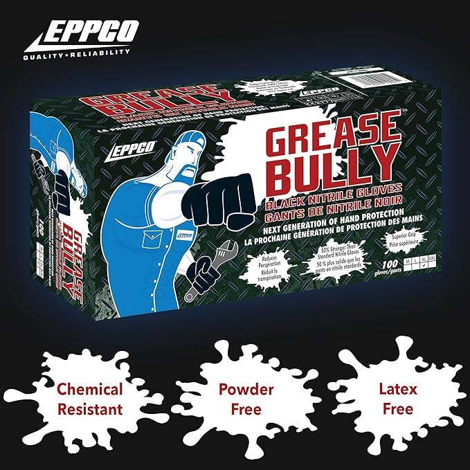 EPPCO Grease Bully 6-Mil Black Nitrile Gloves Disposable Powder Free, Latex Free Textured Superior Grip Glove for Mechanics - NeatNest