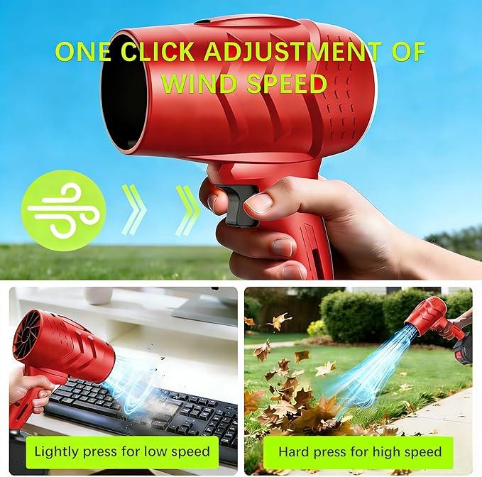 Leaf Blower Cordless with Battery and Charger,21V Electric Handheld Leaf Blower, 950000RPM Powerful Fan with Adjustable Speed, Lightweight Blower for Patio, Lawn, Blowing Leaves and Snow(Brick) - NeatNest