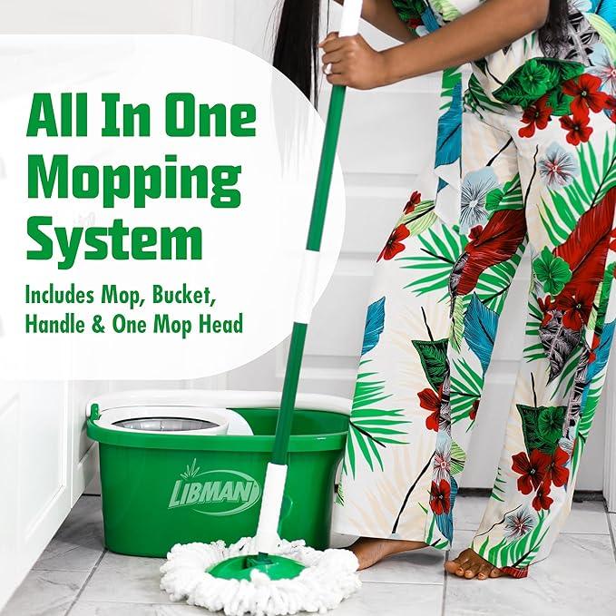 Libman Tornado Spin Mop System | Mop and Bucket with Wringer Set | Mops for Floor Cleaning | 1 Mop Head Included - NeatNest