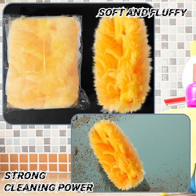 Vesici 100 Pcs Duster Refills Compatible with Swiffer Dusters Bulk Disposable Replacement Thickened with 1 Handle Heavy Duty for Cleaning, Office (Orange) - NeatNest