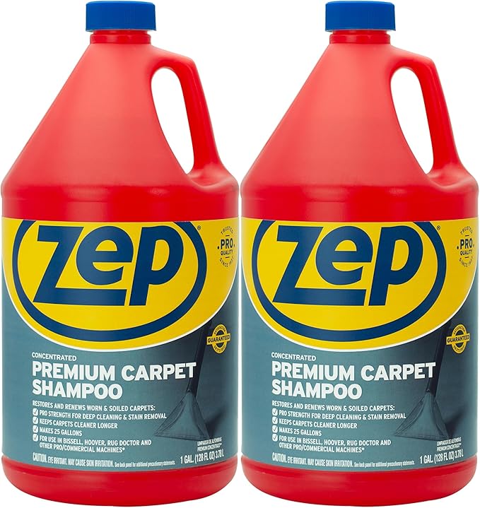 Zep Premium Carpet Cleaner Shampoo - 1 Gallon (Case of 2) ECZUPXC1282 - Pro Strength Deep Cleaning and Stain Removal, Restores and Renews Worn and Soiled Carpets