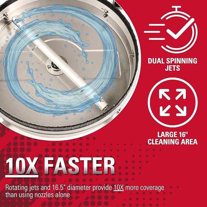 Simpson Cleaning Universal 16.5" Pressure Washer Surface Cleaner, Stainless Steel, for Gas and Electric, Cold Water, 1/4" Quick Connection, Max of 4000 PSI, 80625 - NeatNest
