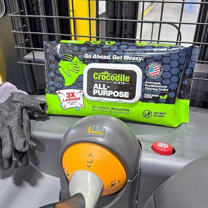 Crocodile Cloth All-Purpose Cleaning Wipes – 8 Pack/640 Total Count, 15"x10" Extra Large Plant-Based Disposable Cloths – Moist, Absorbent, Safe on Skin, Multi-Surface Use - NeatNest
