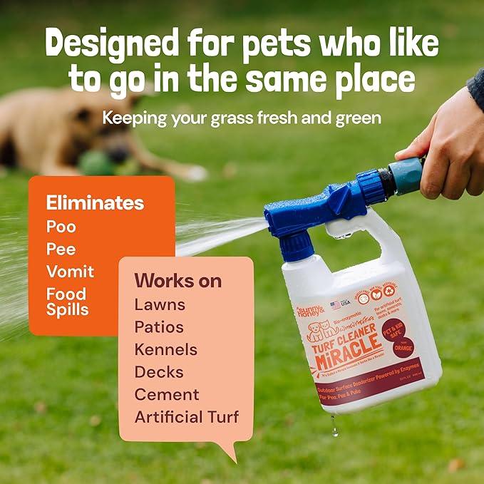 Sunny & Honey Outdoor Turf Cleaner - 32 Fl Oz - Pet Urine Enzyme Cleaner - Dog Urine Neutralizer for Grass - Long-Lasting Orange Scent & Yard Sprayer Ready - NeatNest