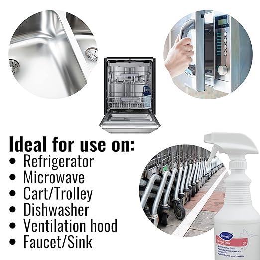 Diversey 94368259 SUMA INOX Stainless Steel Polish, Cleans Appliances, Brass, Copper & Polishes Metals, Ready-to-Use Spray, 32-Ounce (Pack of 6) - NeatNest