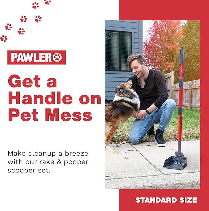 Pooper Scooper for Large Dogs and Small Dogs, Metal Poop Scooper Set with Long Handle Rake and Heavy Duty Tray for Yard, Grass, Dirt or Gravel, Heavy Duty Aluminum Poop Picker Upper - NeatNest