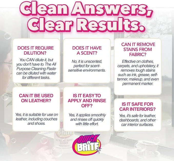 Quick 'n Brite All Purpose Cleaning Paste – Miracle Cleaner for Tough Stains | Eco-Friendly, Non-Toxic, Pet-Safe | Multi-Surface Stain Remover | Made in USA, 12oz (Pack of 2) - NeatNest