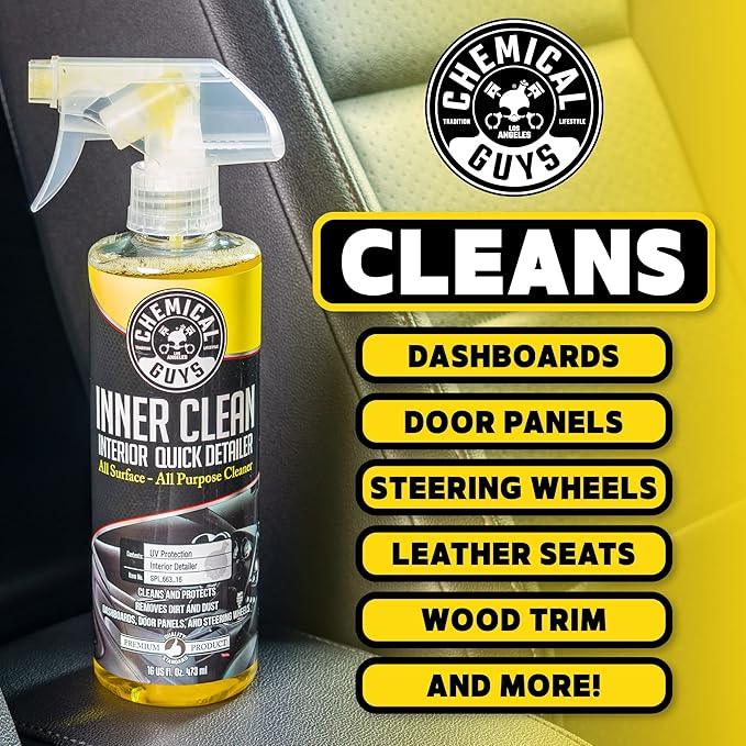 Chemical Guys InnerClean Interior Quick Detailer Cleaner and Protectant for Dashboards Door Panels Seats Trim and Surfaces Non Greasy Interior Car Cleaning Spray and Interior Detailer Spray 16 oz - NeatNest