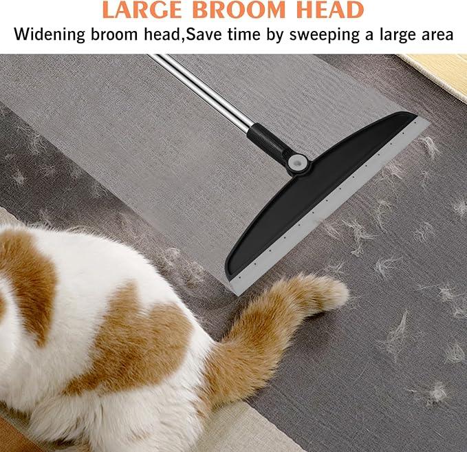 Multifunction Magic Broom, 54 Inch Adjustable Long Handle Silicone Floor Squeegee Broom, Sweep and Scrape 2 in 1 Household Cleaning Brooms for Floor, Bathrooms, Showers, Tile, Pet Hair, Black Grey - NeatNest