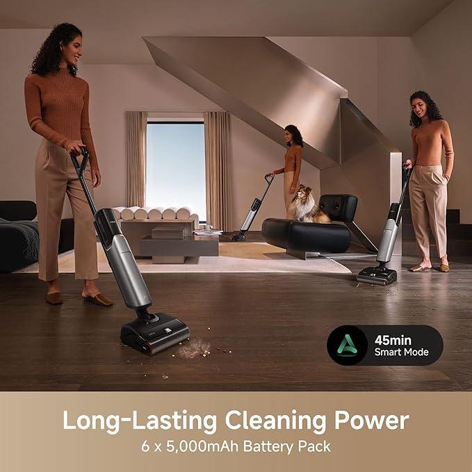 Mova X4 Pro Wet Dry Vacuum Cleaner, 20000Pa Cordless Vacuum Mop with Zero Tangle, Hot Water Mopping for Sticky Messes,194℉ Hot Air Self Drying, 180° Lie Flat, Push-in Charging Station, LED Display - NeatNest