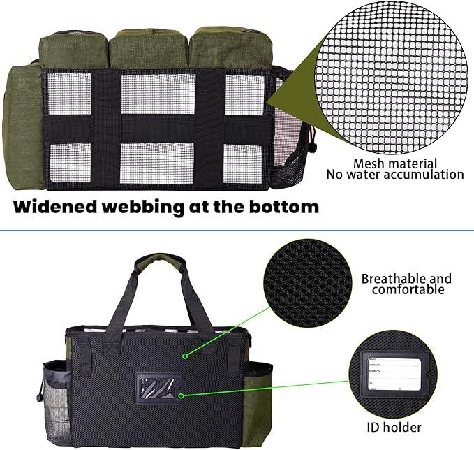 Large Cleaning Caddy Bag Built-in Sturdy Support Board, Cleaning Organizer with Detachable Divider, Cleaning Supply Tote with Adjustable Shoulder Strap&Waist Belt for Cleaners & Housekeeper - NeatNest