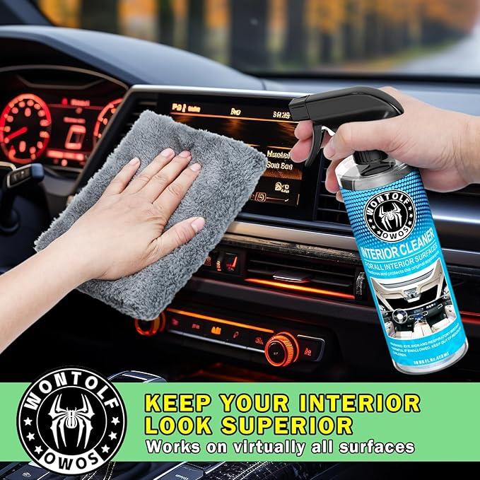 Wontolf Complete Car Wash Cleaning Kit with Car Wash Brush, Car Wash Soap, Interior Cleaner, Wheel Cleaner, Window Squeegee, Car Interior Detailing Kit for Cars Trucks RVs SUVs, 17pcs - NeatNest