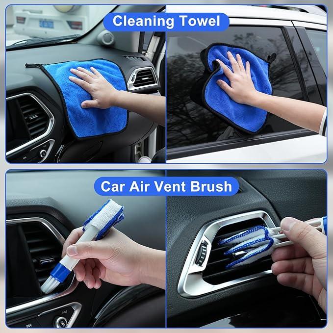 Viewsun Windshield Cleaner Tool, 14Pcs Car Interior Cleaning Kit, Car Detailing Kit Interior Cleaner, Car Detailing Brushes, Car Cleaning Gel, Inside Cleaning Supplies Accessories for Women Men - NeatNest