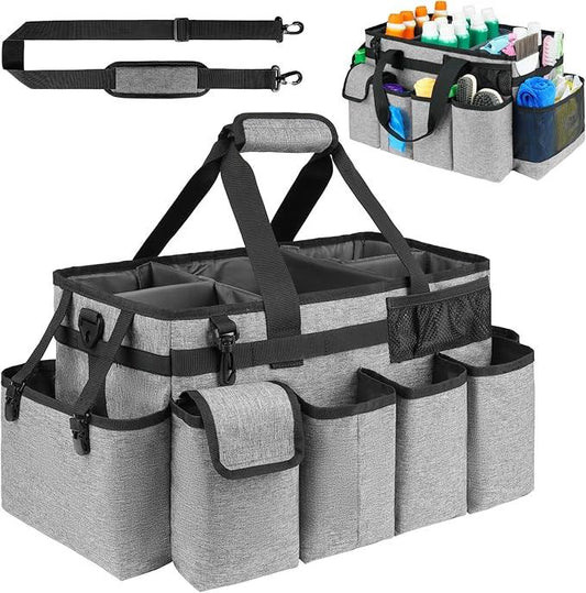 Cleaning Caddy Bag,Extra Large Cleaning Supplies Organizer with Handle for Housekeepers,Gray - NeatNest