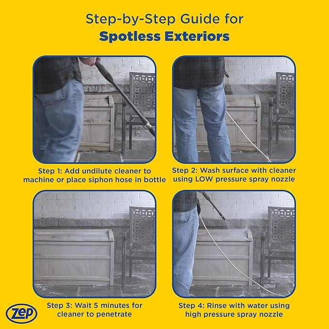 Zep All-In-1 Pressure Wash Cleaner (Case of 4) Concentrated Formula Makes 28 Gallons (ZUPPWC160) - NeatNest