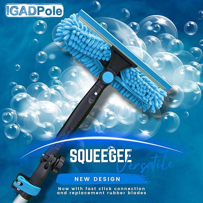 IGADPole 24 FT Water-Fed Washing Kit with Soap-Dispenser, Brush, 10″ Squeegee & Cobweb Duster for Windows, Gutters, Solar Panels & Exterior Walls - NeatNest