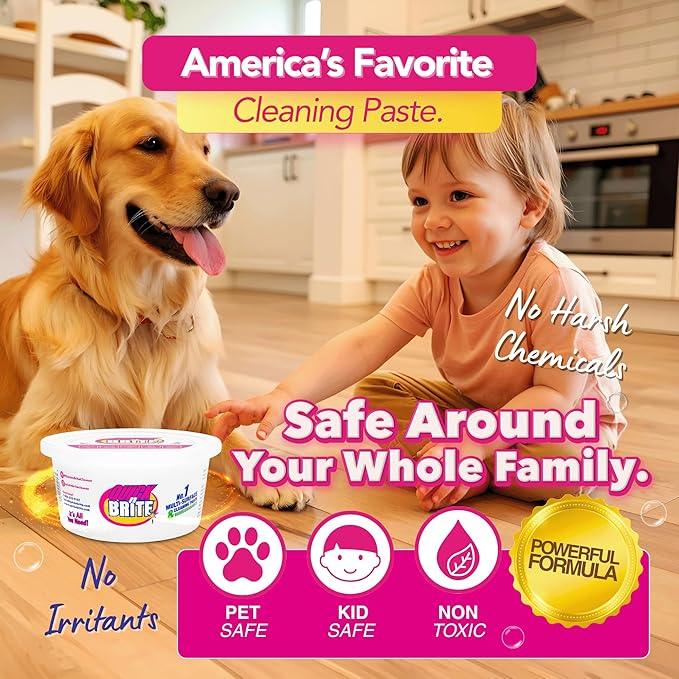 Quick 'n Brite All Purpose Cleaning Paste – Miracle Cleaner for Tough Stains | Eco-Friendly, Non-Toxic, Pet-Safe | Multi-Surface Stain Remover | Made in USA, 12oz (Pack of 2) - NeatNest