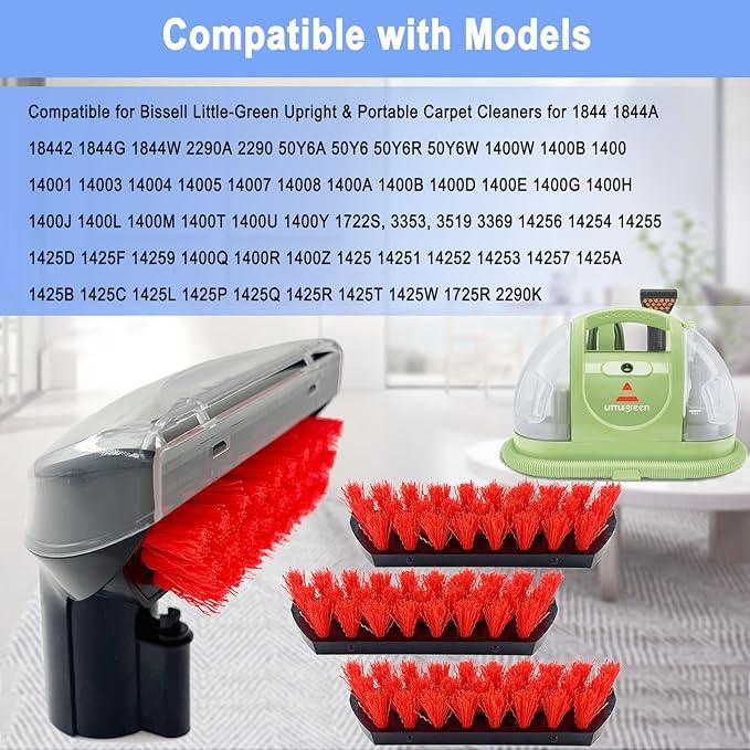 Upgraded 1400B Little Green 5.3" Detachable Tough Stain Brush Tool Replacement for Bissell Little-Green Upright &Portable Carpet Cleaners for 1400B 4075 3860 1425 2458 3194 3353 Series,1+3 Brush,Black - NeatNest