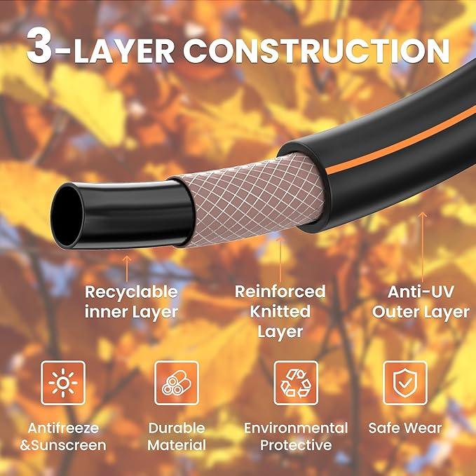 Giraffe Tools Garden Hose 25ft x 5/8", Water Hose Heavy Duty, Flexible, Lightweight Hybrid Hose with Swivel Handle, Male to Female Fittings, Burst 600 PSI - NeatNest