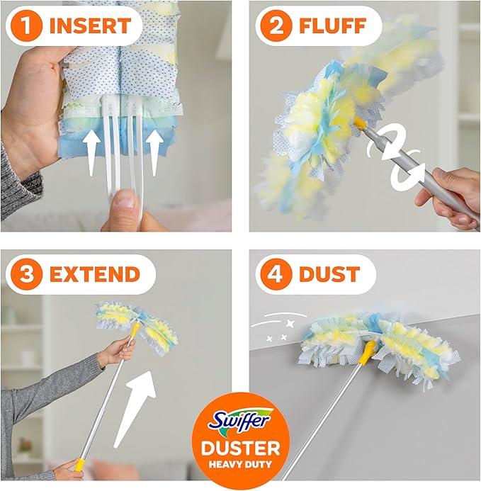 Swiffer Duster Kit with 6 ft Super Extendable Handle, Heavy Duty Starter Kit with 8 Refills - NeatNest
