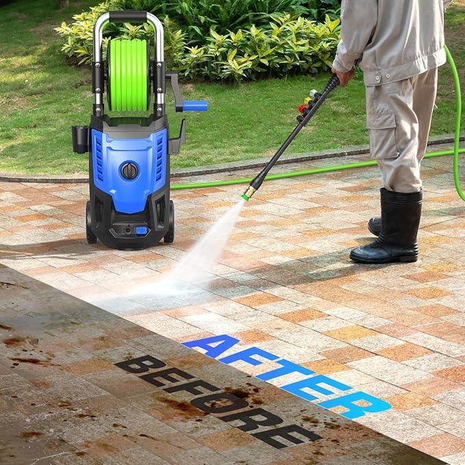 Pressure Cleaner- High Power Cleaner with 33FT Hose, 4 Nozzles and Foam Cannon, for Home, Cars, Fences, Patio, 2025 Upgraded(Blue) - NeatNest