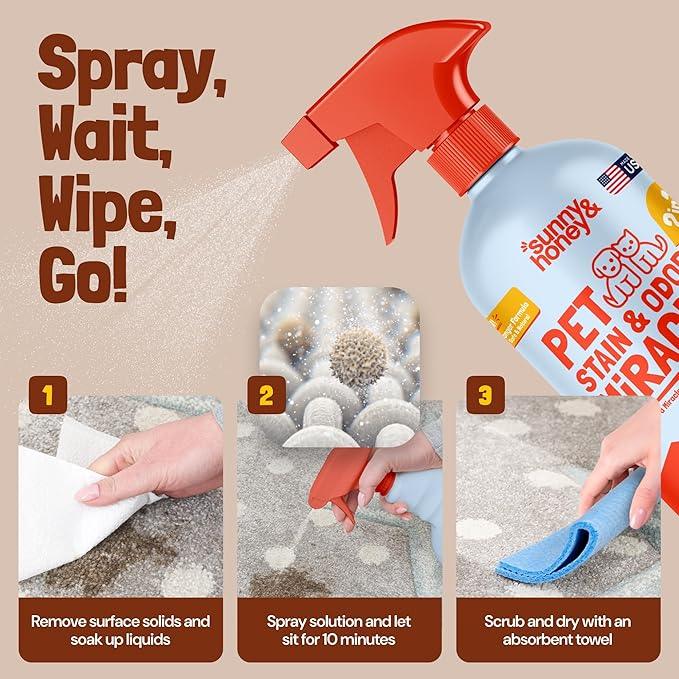 Sunny & Honey Pet Stain Remover & Enzyme Cleaner - 32 Fl Oz, Fall Spice - Carpet Deodorizer & Urine Odor Eliminator for Dog Pee, Cat Urine, Upholstery & Furniture - NeatNest